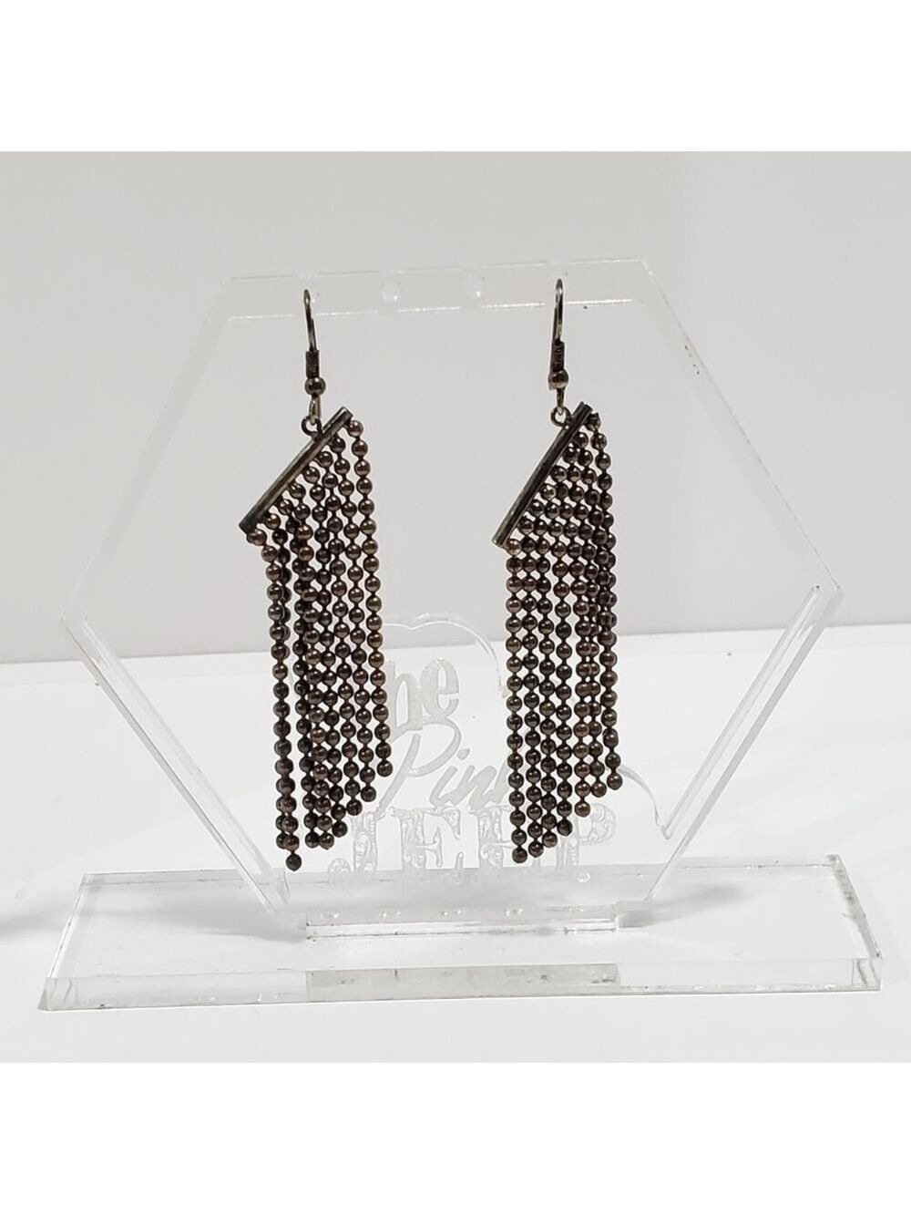 Curtain ball chain dangle bar industrial metal hook earrings